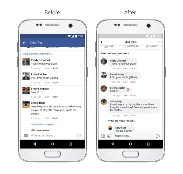 Facebook Before and After Design Change